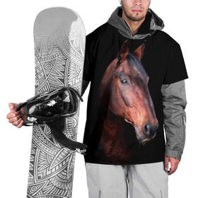 Накидка на куртку 3D с принтом Гнедая лошадь в Екатеринбурге, 100% полиэстер |  | Тематика изображения на принте: animal | beautiful | black | brown | chocolate | eyes | gloss | horse | look | muzzle | portrait | взгляд | глаза | животное | конь | коричневый | красивый | лоск | лошадь | портрет | скакун | черный | шоколадный