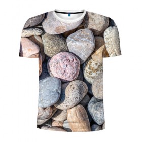 Мужская футболка 3D спортивная с принтом камешки в Екатеринбурге, 100% полиэстер с улучшенными характеристиками | приталенный силуэт, круглая горловина, широкие плечи, сужается к линии бедра | камень | камешки | камни | камушки | лето | отдых | пляж | прикольное | сезон