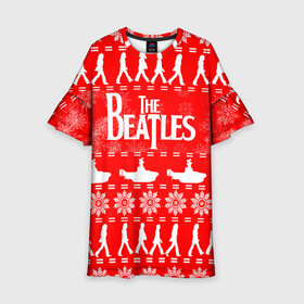 Детское платье 3D с принтом The Beatles (6) в Екатеринбурге, 100% полиэстер | прямой силуэт, чуть расширенный к низу. Круглая горловина, на рукавах — воланы | beatles | merry christmas | music | rock | the beatles | yellow submarine | битлз | джон леннон | легенда | музыка | новогодний свитшот | новый год | пит бест | рок