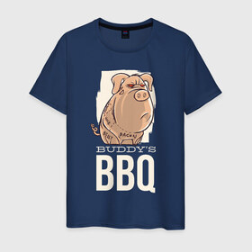 Мужская футболка хлопок с принтом Злая Свинка в Екатеринбурге, 100% хлопок | прямой крой, круглый вырез горловины, длина до линии бедер, слегка спущенное плечо. | bbq | барбекю | еда | мясо | свинина | свиньи | свинья | шашлык