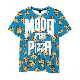 Мужская футболка 3D с принтом Mood Pizza Doom в Екатеринбурге, 100% полиэфир | прямой крой, круглый вырез горловины, длина до линии бедер | Тематика изображения на принте: cacodemon | doom | eternal | pizza | вечность | вечный | дум | итёрнал | какодемон | пицца | этернал
