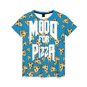 Женская футболка 3D с принтом Mood Pizza Doom в Екатеринбурге, 100% полиэфир ( синтетическое хлопкоподобное полотно) | прямой крой, круглый вырез горловины, длина до линии бедер | cacodemon | doom | eternal | pizza | вечность | вечный | дум | итёрнал | какодемон | пицца | этернал