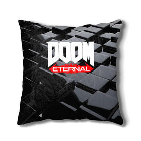 Подушка 3D с принтом Doom Blocks в Екатеринбурге, наволочка – 100% полиэстер, наполнитель – холлофайбер (легкий наполнитель, не вызывает аллергию). | состоит из подушки и наволочки. Наволочка на молнии, легко снимается для стирки | cacodemon | doom | eternal | вечность | вечный | дум | итёрнал | какодемон | этернал