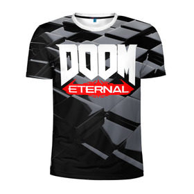 Мужская футболка 3D спортивная с принтом Doom Blocks в Екатеринбурге, 100% полиэстер с улучшенными характеристиками | приталенный силуэт, круглая горловина, широкие плечи, сужается к линии бедра | cacodemon | doom | eternal | вечность | вечный | дум | итёрнал | какодемон | этернал