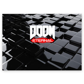 Поздравительная открытка с принтом Doom Blocks в Екатеринбурге, 100% бумага | плотность бумаги 280 г/м2, матовая, на обратной стороне линовка и место для марки
 | Тематика изображения на принте: cacodemon | doom | eternal | вечность | вечный | дум | итёрнал | какодемон | этернал