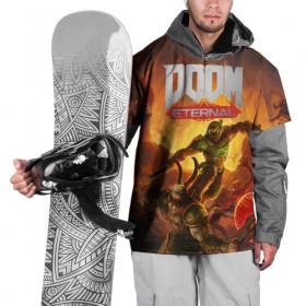 Накидка на куртку 3D с принтом Doom в Екатеринбурге, 100% полиэстер |  | Тематика изображения на принте: cacodemon | doom | eternal | вечность | вечный | дум | итёрнал | какодемон | этернал