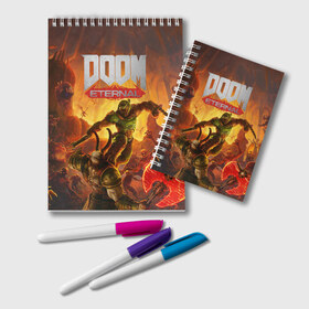 Блокнот с принтом Doom в Екатеринбурге, 100% бумага | 48 листов, плотность листов — 60 г/м2, плотность картонной обложки — 250 г/м2. Листы скреплены удобной пружинной спиралью. Цвет линий — светло-серый
 | cacodemon | doom | eternal | вечность | вечный | дум | итёрнал | какодемон | этернал