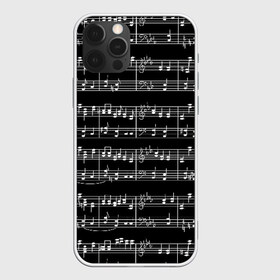 Чехол для iPhone 12 Pro Max с принтом Ноты в Екатеринбурге, Силикон |  | Тематика изображения на принте: black | melody | music | music lover | musician | notes | white | белый | классический | мелодия | меломан | музыка | музыкант | ноты | черный