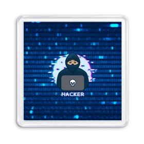 Магнит 55*55 с принтом Хакер в Екатеринбурге, Пластик | Размер: 65*65 мм; Размер печати: 55*55 мм | hacker | hacknet | взлом | виртуальность | кибер | киберпанк | программист | хакер