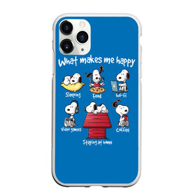 Чехол для iPhone 11 Pro матовый с принтом Что делает меня счастливым в Екатеринбурге, Силикон |  | happy | makes | me | peanuts | snoopy | what | арахис | вудсток | пес | сабака | снупи | собака | чарли браун | щенок