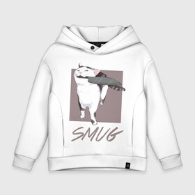 Детское худи Oversize хлопок с принтом Smug Cat в Екатеринбурге, френч-терри — 70% хлопок, 30% полиэстер. Мягкий теплый начес внутри —100% хлопок | боковые карманы, эластичные манжеты и нижняя кромка, капюшон на магнитной кнопке | cat | cats | knife | meme | картинки | котики | коты | кошки | мемы | прикольное