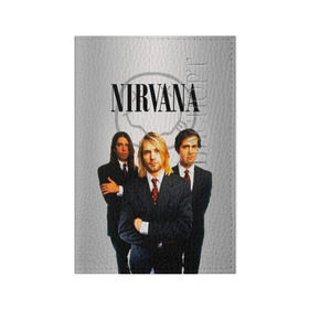 Обложка для паспорта матовая кожа с принтом Nirvana в Екатеринбурге, натуральная матовая кожа | размер 19,3 х 13,7 см; прозрачные пластиковые крепления | Тематика изображения на принте: 90 | alternative | crimson | david grohl | foo fighters | grunge | kurt cobain | music | nirvana | rip | rock | smile | гранж | группа | девяностые | курт кобейн | музыка | нирвана | рок