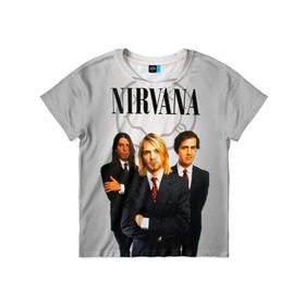 Детская футболка 3D с принтом Nirvana в Екатеринбурге, 100% гипоаллергенный полиэфир | прямой крой, круглый вырез горловины, длина до линии бедер, чуть спущенное плечо, ткань немного тянется | Тематика изображения на принте: 90 | alternative | crimson | david grohl | foo fighters | grunge | kurt cobain | music | nirvana | rip | rock | smile | гранж | группа | девяностые | курт кобейн | музыка | нирвана | рок
