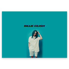 Поздравительная открытка с принтом Billie Eilish в Екатеринбурге, 100% бумага | плотность бумаги 280 г/м2, матовая, на обратной стороне линовка и место для марки
 | Тематика изображения на принте: ayelish | bad guy | billie eilish | eilish | билли айлиш | эйлиш | элиш