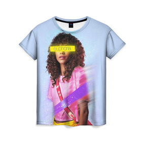 Женская футболка 3D с принтом сериал Euphoria в Екатеринбурге, 100% полиэфир ( синтетическое хлопкоподобное полотно) | прямой крой, круглый вырез горловины, длина до линии бедер | zendaya | зендея | ру беннетт | сериал euphoria | эйфория