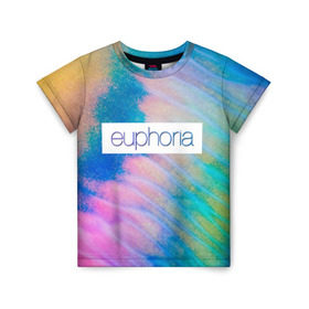 Детская футболка 3D с принтом сериал Euphoria в Екатеринбурге, 100% гипоаллергенный полиэфир | прямой крой, круглый вырез горловины, длина до линии бедер, чуть спущенное плечо, ткань немного тянется | Тематика изображения на принте: zendaya | зендея | ру беннетт | сериал euphoria | эйфория