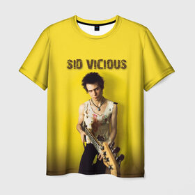 Мужская футболка 3D с принтом Sid Vicious в Екатеринбурге, 100% полиэфир | прямой крой, круглый вырез горловины, длина до линии бедер | england | music | my way | no future | sid and nancy | sid vicious | trash | музыка | панк | рок | сид вишес | сид и ненси