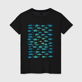 Женская футболка хлопок с принтом Меланхолично-скептичные рыбы в Екатеринбурге, 100% хлопок | прямой крой, круглый вырез горловины, длина до линии бедер, слегка спущенное плечо | bird born | арт | иллюстрация | ирония | мы | общество | подозревака | противостояние | рыбы | сопротивление | социум | юмор | я