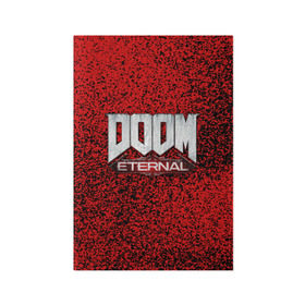 Обложка для паспорта матовая кожа с принтом DOOM ETERNAL в Екатеринбурге, натуральная матовая кожа | размер 19,3 х 13,7 см; прозрачные пластиковые крепления | 