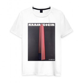 Мужская футболка хлопок с принтом Rammstein in Amerika в Екатеринбурге, 100% хлопок | прямой крой, круглый вырез горловины, длина до линии бедер, слегка спущенное плечо. | rammstein | раммштайн | рамштайн