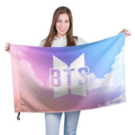 Флаг 3D с принтом BTS в Екатеринбурге, 100% полиэстер | плотность ткани — 95 г/м2, размер — 67 х 109 см. Принт наносится с одной стороны | bangtan boys | bts | love yourself | бтс
