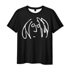 Мужская футболка 3D с принтом Джон Леннон в Екатеринбурге, 100% полиэфир | прямой крой, круглый вырез горловины, длина до линии бедер | the beatles | битлз | битлы | джон леннон