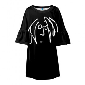 Детское платье 3D с принтом Джон Леннон в Екатеринбурге, 100% полиэстер | прямой силуэт, чуть расширенный к низу. Круглая горловина, на рукавах — воланы | Тематика изображения на принте: the beatles | битлз | битлы | джон леннон