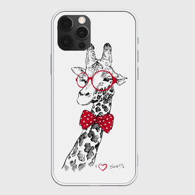 Чехол для iPhone 12 Pro Max с принтом Жираф в Екатеринбурге, Силикон |  | animal | bow tie | cool | giraffe | gray | red | white | белый | галстук  бабочка | животное | жираф | красный | очки | прикольный | серый