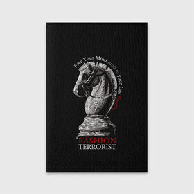 Обложка для паспорта матовая кожа с принтом A Fashion Terrorist в Екатеринбурге, натуральная матовая кожа | размер 19,3 х 13,7 см; прозрачные пластиковые крепления | black | chess | cool | figure | horse | red | slogan | style | white | белый | конь | красный | лошадь | прикольный | слоган | стиль | фигура | черный | шахматы