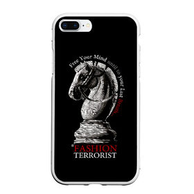 Чехол для iPhone 7Plus/8 Plus матовый с принтом A Fashion Terrorist в Екатеринбурге, Силикон | Область печати: задняя сторона чехла, без боковых панелей | black | chess | cool | figure | horse | red | slogan | style | white | белый | конь | красный | лошадь | прикольный | слоган | стиль | фигура | черный | шахматы