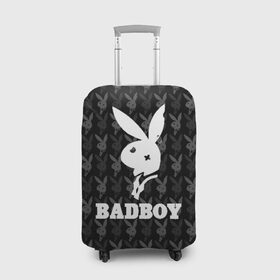 Чехол для чемодана 3D с принтом Bad boy в Екатеринбурге, 86% полиэфир, 14% спандекс | двустороннее нанесение принта, прорези для ручек и колес | bad boy | bite | bow tie | broken | cool | ear | fighter | logo | man | playboy | rabbit | sign | symbol | white | белый | битый | боец | галстук бабочка | знак | кролик | логотип | любовь | мальчик | мужчина | откушенное | прикольный | сим