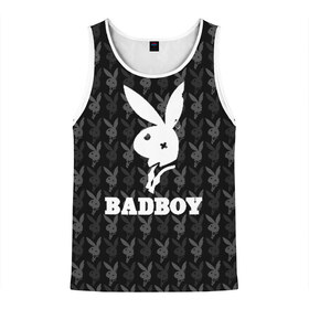 Мужская майка 3D с принтом Bad boy в Екатеринбурге, 100% полиэстер | круглая горловина, приталенный силуэт, длина до линии бедра. Пройма и горловина окантованы тонкой бейкой | Тематика изображения на принте: bad boy | bite | bow tie | broken | cool | ear | fighter | logo | man | playboy | rabbit | sign | symbol | white | белый | битый | боец | галстук бабочка | знак | кролик | логотип | любовь | мальчик | мужчина | откушенное | прикольный | сим