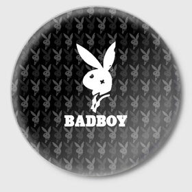 Значок с принтом Bad boy в Екатеринбурге,  металл | круглая форма, металлическая застежка в виде булавки | bad boy | bite | bow tie | broken | cool | ear | fighter | logo | man | playboy | rabbit | sign | symbol | white | белый | битый | боец | галстук бабочка | знак | кролик | логотип | любовь | мальчик | мужчина | откушенное | прикольный | сим