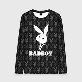 Мужской лонгслив 3D с принтом Bad boy в Екатеринбурге, 100% полиэстер | длинные рукава, круглый вырез горловины, полуприлегающий силуэт | Тематика изображения на принте: bad boy | bite | bow tie | broken | cool | ear | fighter | logo | man | playboy | rabbit | sign | symbol | white | белый | битый | боец | галстук бабочка | знак | кролик | логотип | любовь | мальчик | мужчина | откушенное | прикольный | сим