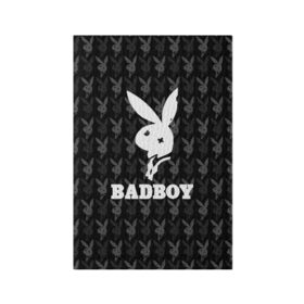 Обложка для паспорта матовая кожа с принтом Bad boy в Екатеринбурге, натуральная матовая кожа | размер 19,3 х 13,7 см; прозрачные пластиковые крепления | bad boy | bite | bow tie | broken | cool | ear | fighter | logo | man | playboy | rabbit | sign | symbol | white | белый | битый | боец | галстук бабочка | знак | кролик | логотип | любовь | мальчик | мужчина | откушенное | прикольный | сим