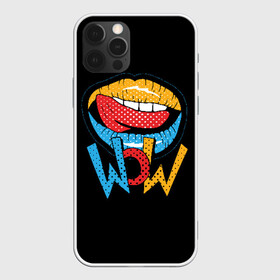 Чехол для iPhone 12 Pro Max с принтом Wow в Екатеринбурге, Силикон |  | blue | dots | lips | pop art | red | teeth | tongue | white | yellow | белый | губы | желтый | зубы | красный | поп  арт | точки | язык