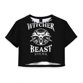 Женская футболка Cropp-top с принтом Best Hunter в Екатеринбурге, 100% полиэстер | круглая горловина, длина футболки до линии талии, рукава с отворотами | wild hunt | witcher | ведьмак | геральд | геральт | дикая охота