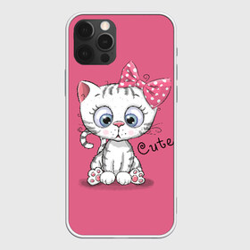 Чехол для iPhone 12 Pro Max с принтом Cute в Екатеринбурге, Силикон |  | animal | bow | child | cute | drawing | funny | kitten | look | бант | взгляд | детский | животное | котенок | милый | прикольный | рисунок