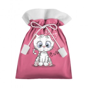 Подарочный 3D мешок с принтом Cute в Екатеринбурге, 100% полиэстер | Размер: 29*39 см | Тематика изображения на принте: animal | bow | child | cute | drawing | funny | kitten | look | бант | взгляд | детский | животное | котенок | милый | прикольный | рисунок