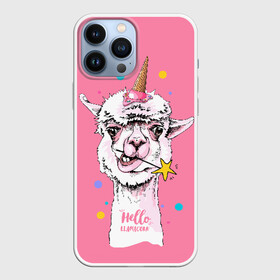 Чехол для iPhone 13 Pro Max с принтом Hello llamacorn в Екатеринбурге,  |  | alpaca | animal | carnival | cool | cup | head | horn | ice cream | llama | look | pink | slogan | star | unicorn | waffle | альпака | вафельный | взгляд | голова | единорог | животное | звезда | карнавал | лама | мороженое | привет | прикольный | р