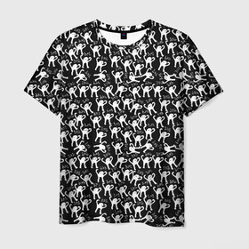 Мужская футболка 3D с принтом ЪУЪ в Екатеринбурге, 100% полиэфир | прямой крой, круглый вырез горловины, длина до линии бедер | cursed cat | meme | pattern | truxkot19 | кот мем | мем с котом | мемы | паттерн | прикол | съука | черный кот | ъуъ съука | юмор