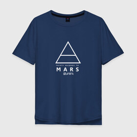 Мужская футболка хлопок Oversize с принтом 30 SECONDS TO MARS в Екатеринбурге, 100% хлопок | свободный крой, круглый ворот, “спинка” длиннее передней части | Тематика изображения на принте: 30 seconds to mars | 30 секунд до марса | jared leto | thirty seconds to mars | джаред лето