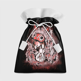 Подарочный 3D мешок с принтом Princess warrior в Екатеринбурге, 100% полиэстер | Размер: 29*39 см | Тематика изображения на принте: ghibli | hayao miyazaki | hime | miyazaki | mononoke | princess | studio | ашитака | гибли | минни | миядзаки | мононоке | моро | фентези