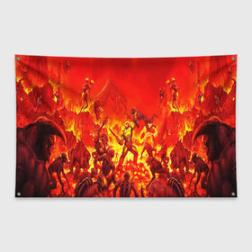 Флаг-баннер с принтом DOOM в Екатеринбурге, 100% полиэстер | размер 67 х 109 см, плотность ткани — 95 г/м2; по краям флага есть четыре люверса для крепления | Тематика изображения на принте: doom | doom eternal | game | дум