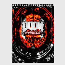 Скетчбук с принтом DOOM ETERNAL в Екатеринбурге, 100% бумага
 | 48 листов, плотность листов — 100 г/м2, плотность картонной обложки — 250 г/м2. Листы скреплены сверху удобной пружинной спиралью | doom | doom eternal | game | дум