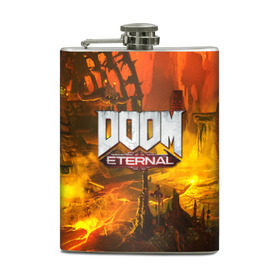 Фляга с принтом DOOM ETERNAL в Екатеринбурге, металлический корпус | емкость 0,22 л, размер 125 х 94 мм. Виниловая наклейка запечатывается полностью | doom | doom eternal | game | дум