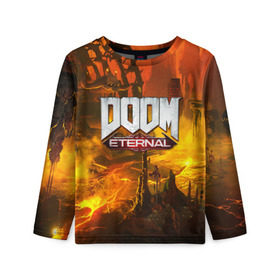 Детский лонгслив 3D с принтом DOOM ETERNAL в Екатеринбурге, 100% полиэстер | длинные рукава, круглый вырез горловины, полуприлегающий силуэт
 | doom | doom eternal | game | дум