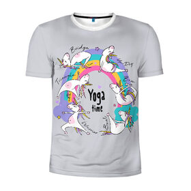 Мужская футболка 3D спортивная с принтом Yoga time в Екатеринбурге, 100% полиэстер с улучшенными характеристиками | приталенный силуэт, круглая горловина, широкие плечи, сужается к линии бедра | animal | asana | boat | bow | children | drawing | funny | hearts | horses | inscriptio | om | rainbow | stars | triangle | unicorns | warrior | yoga | zen | асана | воин | детский | дзен | животное | забавный | звезды | йога | лодка | лошади | лук | мост