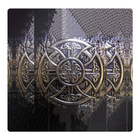 Магнитный плакат 3Х3 с принтом Кельтские узоры в Екатеринбурге, Полимерный материал с магнитным слоем | 9 деталей размером 9*9 см | 3d | абстракция | арт | желтый | кельтские узоры | на металле | черный