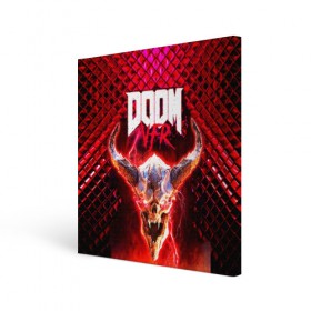 Холст квадратный с принтом Doom Enternal в Екатеринбурге, 100% ПВХ |  | 3d | doom enternal | игра | компьютерная | логотип | планета | темный | шутер